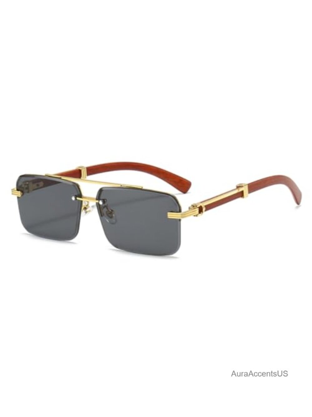 Rimless Rectangle Sunglasses UV400 Anti-Glare Metal Frame
